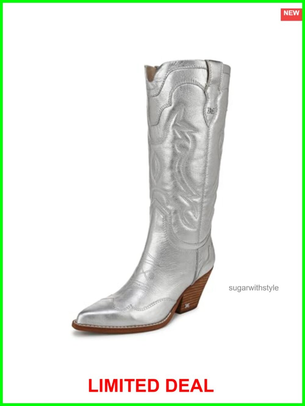 Western Cowboy Boots Tall Mid-Calf Tooled Cuban Heel Slip-On